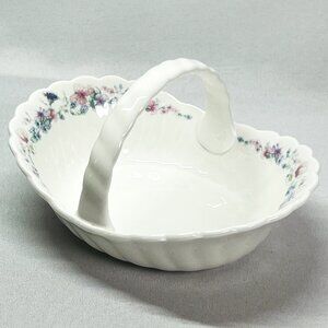 Wedgwood Porcelain Vintage Swirl Basket Angela Pink Purple Blue Floral 1980
